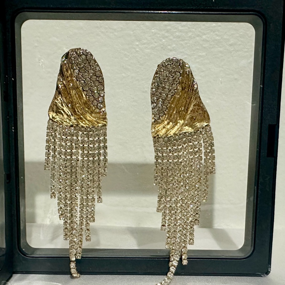 Commense Gold and Silver Fringe Earrings